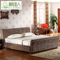 Hotel Apartment Inn Homestay Furniture Teng Rattan Rattan Furniture Rattan Bed Double Bed Bedroom Rattan Bed TD