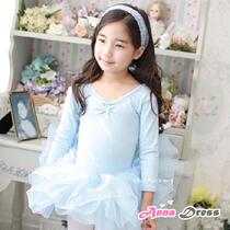 South Korea imported childrens long sleeve dance practice clothing girl dance skirt childrens dance dress dress