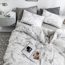 Nordic cold cotton bed 4 four-piece cotton ins Net red quilt cover bed sheets people three-piece set student dormitory