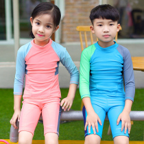Childrens sunscreen swimsuit Long-sleeved split Korean version of large and medium children baby male and female children cute girl student swimsuit