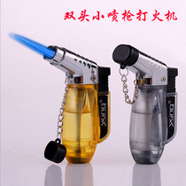 Silver Star Lighter Creativity Small Spray Fire Gun Lighter Double Head Windproof Straight Punch Small Point Fire Gun Outdoor Transparent Gas Box