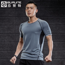 Fitness clothing T-shirt mens quick-drying breathable crew neck fitness clothing top half sleeve summer thin loose running T-shirt
