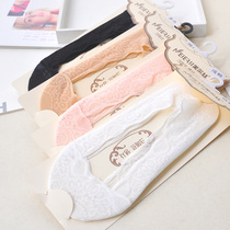 Summer slim Invisible Stealth Sox Shallow Mouth Ship Socks Women Anti-Heel Lace Full Cotton Socks Silicone Anti Slip Socks Socks