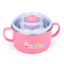 Children cutlery baby stainless steel double ear soup bowl baby coveting bowl baby stainless steel double ear bowl with lid