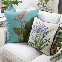Pine House American countryside garden flower and bird pillow cotton and linen living room sofa pillow cushion flower model room pillow