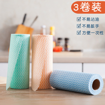 Disposable rag non-woven fabric absorbs water and does not shed hair kitchen cleaning towel point-off cleaning cloth 3 rolls wet and dry dual-use