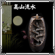 High mountain flowing water back incense burner creative ceramic tower cone seat sink burn smoked sandalwood Buddha incense bracket ornaments