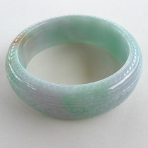 Myanmar natural A goods Jade double color carved bracelet 54 7mm Jieyang Labor supply