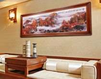 Jinshan Hongyun new Chinese woodcut painting Living room wall painting Office study hanging painting Wood carving landscape landscape relief painting