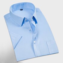 Short sleeve shirt men summer Youth Men business casual work solid color bamboo fiber slim half sleeve shirt