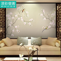 Jade Orchid open rich and elegant room Lanxiang New Chinese style pen flower bird background wall paper large mural custom wall cloth painting