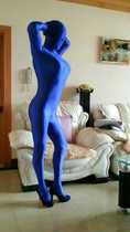 Real shot sapphire blue Lycra fully covered tights jumpsuit can be tailored