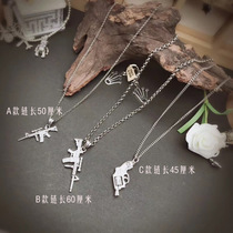 925 sterling silver Silver old vintage gun model shape pendant simple necklace three individual styles optional