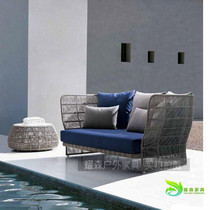 Rattan Chair Sofa Waterproof Sunscreen Casual Balcony Imitation Tenor Sofa Outdoor Terrace Garden Upscale Clubhouse Rattan Furniture
