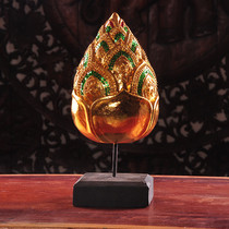 Thailand solid wood crafts Southeast Asia home living room Club Hotel decoration Zhaocai gold foil Lotus Lotus ornaments