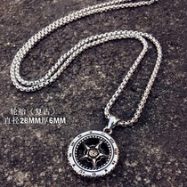 Domineering Roman silver pentagon wheel pendant men's ornaments hip hop punk personality titanium necklace hipsters