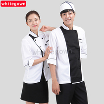 WhiteGown Chef Costume Long Sleeve Spring and Autumn Hotel Restaurant Kitchen Men and Women Uniforms Chef Work Clothing