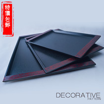 Melamine Japanese tray Plastic non-slip tray Wood grain rectangular tray High-end hotel dish tray