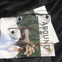 ulzzang Korean version of the tide retro Harajuku wind glasses frame female ins Net red plain artifact irregular flat mirror