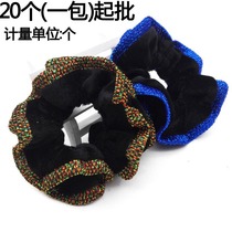 A3746 bright silk bilateral flannel hair ring 20 plush rubber band black flannel ring Yiwu 2 yuan store stall