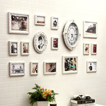  Modern European-style photo wall Clock irregular carved solid wood photo wall Living room sofa photo frame wall