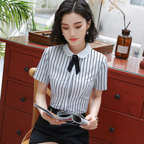 Summer dress new white shirt short sleeve overalls professional womens fashion slim white collar shirt uniform dress