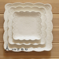 Hotel vintage relief ceramic dinner plate heart plate Fruit plate Steak plate Cake plate Square plate Western tableware white