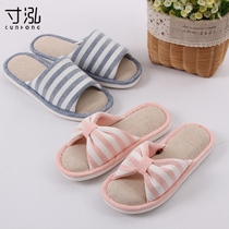 Inch Hong 2017 Autumn Lovers Linen Slippers Womens All Season Home Floor Mute Soft-bottom Cotton Linen Slippers