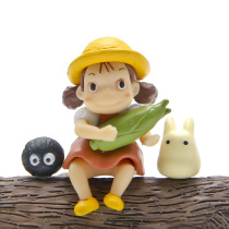 Miyazaki Jungli cat dragon cat bean dragon cuddle with corn sitting posture Xiaomei black coal ball sergely micro landscape build-up paparazzi