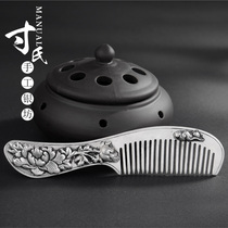 999 wedding foot silver comb S999 retro relief Dragon Phoenix silver comb send lover send mother hair comb silver gift