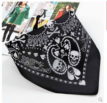 Cashew flower poker skull pure cotton donkey riding square towel hiphop hip-hop hip-hop dance headscarf accessories