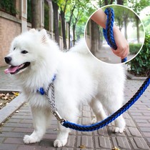 Color eight-strand nylon woven pet traction belt semi-controlled collar for large dogs