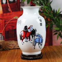 Jingdezhen ceramic pastel eight jujun vase modern home living room crafts company ornaments wedding gift