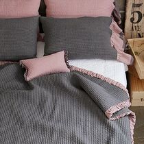 South Korea imported straight hair dark gray two-color seam double-sided summer air-conditioning blanket 3-piece bedding kit