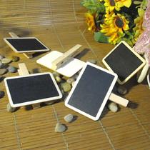 Creative stationery grocery wholesale wooden square small blackboard clip note clip Message sealing clip price blackboard