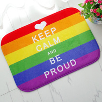 Inflatable bag small floor mat Rainbow stripe thickened flannel living room blanket absorbent floor mat doormat new product 170g