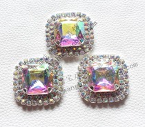 Large square crystal glass diamond buckle shiny AB colored rhinestone buckle curtain home decoration drill costume decoration