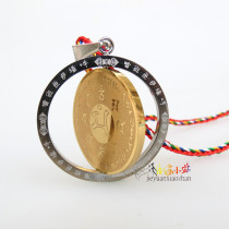 Manjusri Eight-character Dawei De Heart Curse Pendant Blind Buddha Chain Amulet Pearl Curse Wheel Brand Titanium Steel Pendant