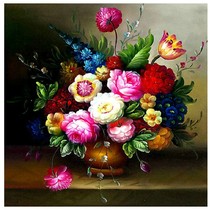 Mona Lisa cross stitch printing peony vase cross stitch living room new bedroom European oil painting flower series