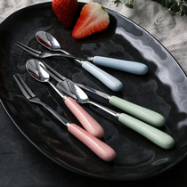 WUXIN stainless steel steak knife and fork set two sets of Western tableware knife fork and spoon three sets of household long handle spoon