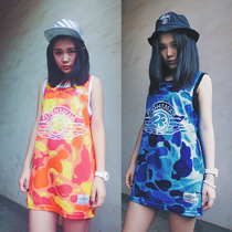 Men produce orange blue couple trend vest 2015 sports retro basketball Summer Special