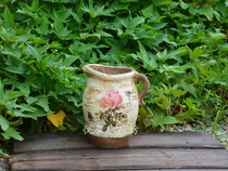 American country coarse pottery dry flower vase can store water flower European style old countertop vase pot