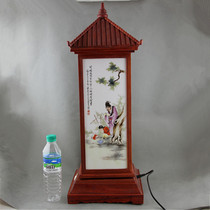 Pastel fisherman ploughing and reading Square inlay thin porcelain plate lamp screen (works of Zhushan eight friends Wang Qi) Antique