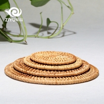 Purple Yu Purple sand pot holder Pot holder Tea house Coaster Cup holder Cover Tea ceremony accessories Tea set zero with Rattan woven pot mat