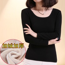 Autumn and winter long-sleeved low collar thickened velvet warm one-piece coat close-fitting Lady tight U-collar underwear