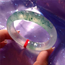 Natural old pit A goods jade high ice floating green flower chaise bracelet fresh ice permeable moisture belt certificate KE026