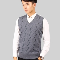 Wool vest men winter business leisure pure cardigan V-neck knitted vest men sleeveless sweater waistcoat shoulder thick