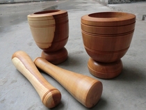 Shaanxi Binxian solid wood jujube pear wood garlic nest mash garlic jar whole set of kitchen utensils log production