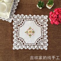 Auspicious Handcrafted Crochet Wire Ribbon Embroidered Disc Cushion American Comeback Garden Home Cloth Art Decoration Table Mat White