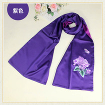 Guangdong embroidery Wide embroidery scarf Silk scarf shawl long style Tide embroidery Pure hand embroidery Silk spring and autumn wild gift for women